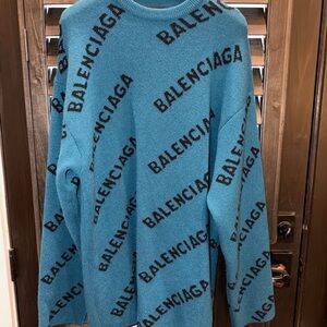 Balenciaga Teal Crewneck Oversized Sweater Dress M *Unisex*